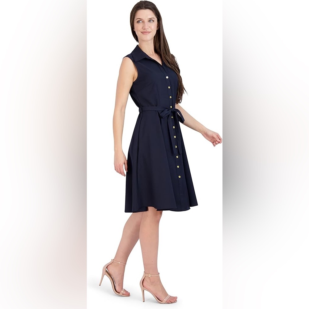 NWT- Sharagano NY Navy Button Down Dress (size 14)